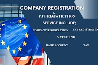 register company and file vat in germany, uk, france, latvia, cyprus, ireland