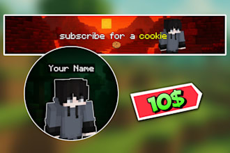 design a minecraft youtube banner and logo using your skin