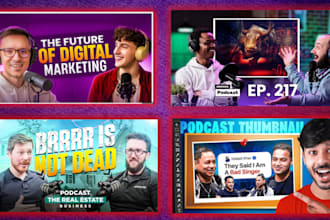 design professional podcast or interview youtube thumbnails