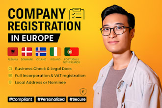 company registration in albania, denmark, iceland, ireland,portugal, netherlands