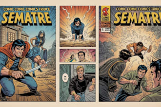 draw comic book cover, retro comic book cover, storyboard, comic artist, manga
