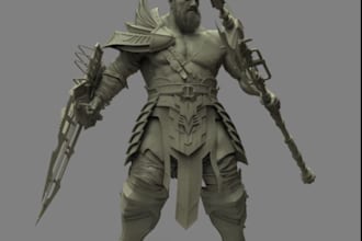 design game character,fighter action figure,armor,rpg resin printable model,stl