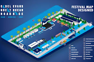 design 3d isometric vector event and festival map illustrations
