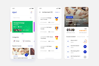 develop e learning app, educational app, online course app with quiz feature