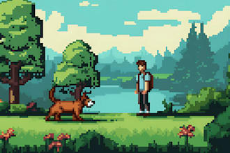 create custom pixel art character sprites, icons, backgrounds and game assets