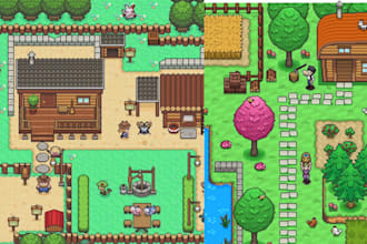 do top down pixel art tileset rpg game tile map asset sprite sheet animation