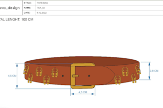 design fashion belts and buckles, zip pattern for factory ready techpack
