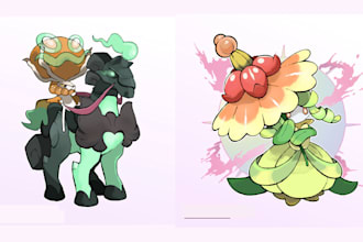 draw custom fakemon pokemon oc sprite fusion pixel art trainer card
