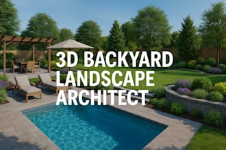 do 3d backyard landscape frontyard landscape architect drawing patio pool garden