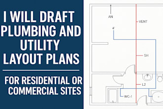 draft plumbing, utility layout plans for residential, commercial sites