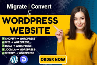 convert or migrate shopify duda joomla wix to wordpress divi theme wpbakery