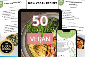 write design custom vegan recipe books, meal plan and cookbooks for KDP and etsy