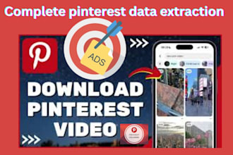 extract, export pinterest data, pins,video, board pin ads, email profiles search