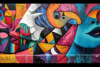 do illustration expressionism mural art, graffity, abstract
