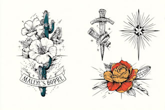 make custom tattoo designs in line art