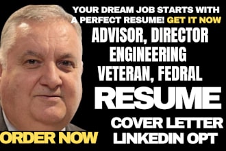 write resume for veteran, industry, engineering, advisor and federal jobs