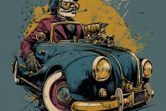 design vintage retro illustration for car clothing