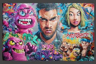 draw any graffiti mural wall art or pop art