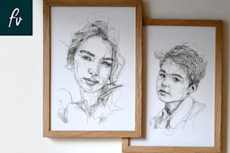 make scribble art, abstract line portrait