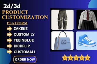 zakeke customily kickflip zepto teeinblue 2d 3d shopify product configuration