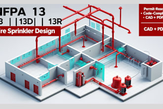 design nfpa13, 13d, 13r fire sprinkler systems per cbc codes