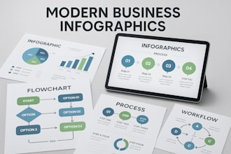 create professional business infographics, flowcharts, process map, workflow