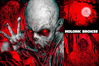 draw dark art illustration for metal t shirt merchadise