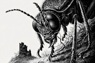 draw detailed black and white illustration