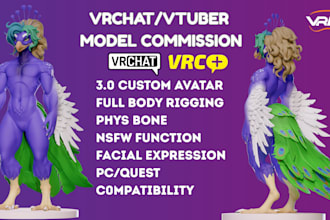 create custom vrchat avatar, nsfw furry vtuber model, vrm 3d character
