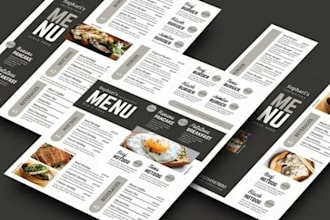 do editable,sellsheet breakfast food truck restaurant takeaway food menu design