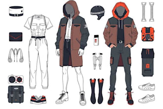 create clothing tech packs and technical flats fashion design