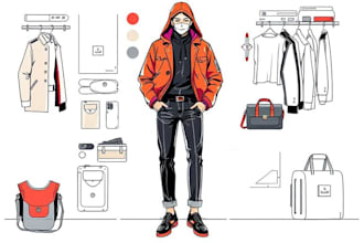 create fashion tech pack and flat sketch design