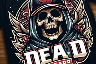 design high quality dead skull mascot logo with t shirt design