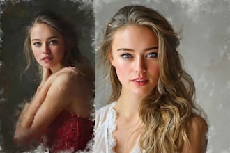 turn portrait a digital oil painting with a realistic art