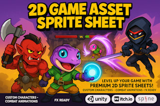 design and animate 2d game character sprite sheets for your game project