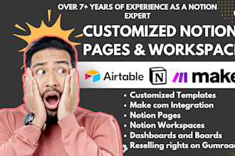 build custom notion template, notion page expert, notion dashboard on make com