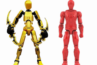 scuplt 3d articulated action figure custom poseable character model for print
