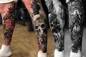 create a tattoo design for leg sleeve
