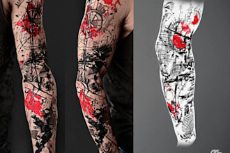 do premium trash polka design , sleeve tattoo