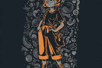 draw detailed dark art with woodcut or linocut style