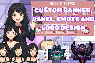 twitch custom banner, emote and logo design
