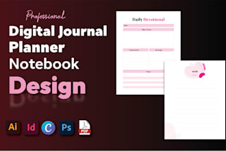 custom digital journal printable planner esty workbook worksheet canva notebook