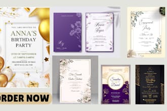 create elegant wedding invitation, birthday, baby shower, party and greetingcard