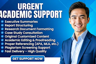do academic editing, reports, and case study support
