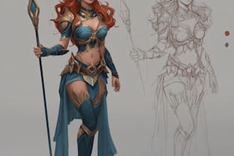 draw a fantasy full body  illustration of any character