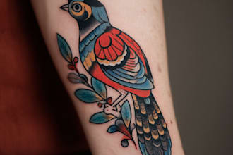 do create floral, botanical tattoo design with