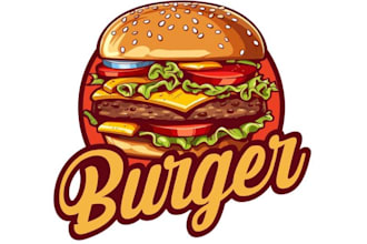 create a distinctive and eye catching burger logo for your business