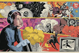 draw a retro vintage comic illustration