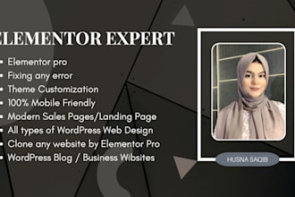 be your elementor expert for a modern wp site design