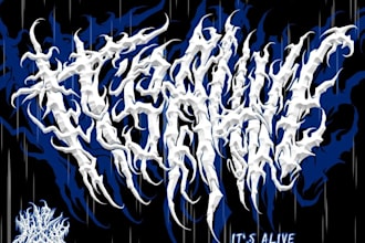 draw a brutal slam, death metal, grindcore, etc logo